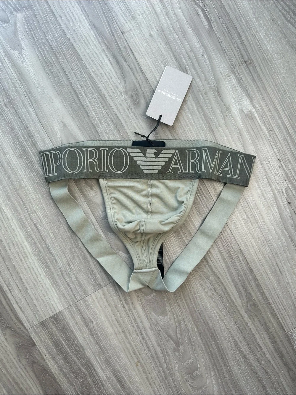 Emporio Armani | Mega Logo Waistband Jockstrap in Olive Green (Small)